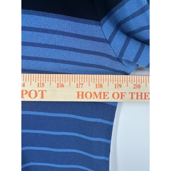 Misook Tunic Blue Striped Sz Large Beautiful Acrylic Sweater Light AC25 - Picture 6 of 9